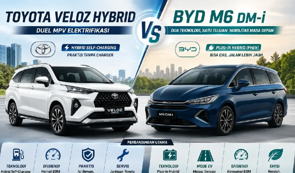 veloz vs byd - ilustrasi berita Harga Nyaris Seimbang, Toyota Veloz Hybrid dan BYD M6 DM-i Bersaing di Segmen MPV…